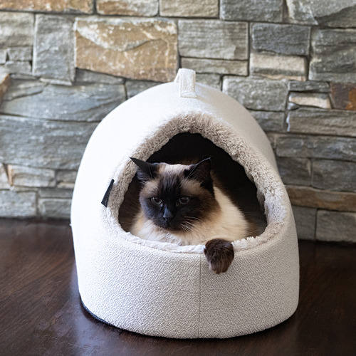 Boucle Hooded Cat Bed