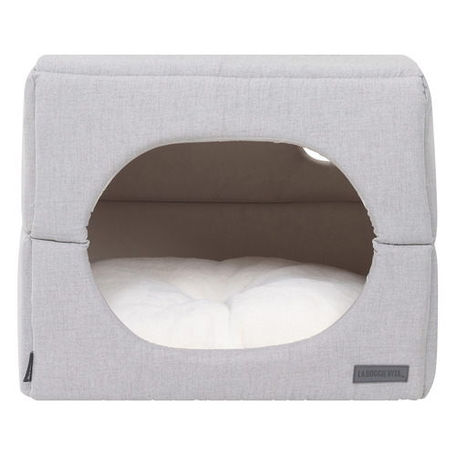 60cm Linen Look Cube Cat Bed