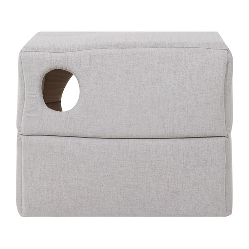 60cm Linen Look Cube Cat Bed