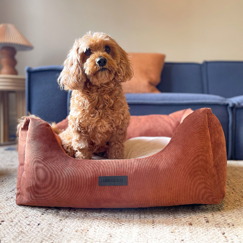 Corduroy Pet Bed with Reversible Cushion