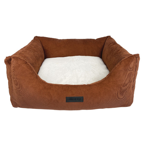Corduroy Pet Bed with Reversible Cushion