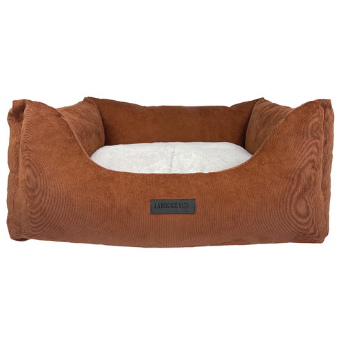 Corduroy Pet Bed with Reversible Cushion