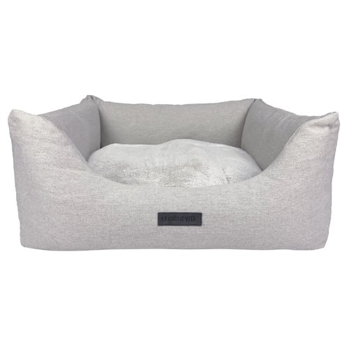 Linen-Look Pet Bed with Reversible Cushion