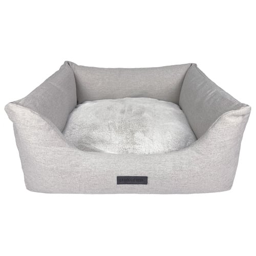 Linen-Look Pet Bed with Reversible Cushion