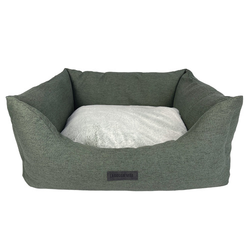 Linen-Look Pet Bed with Reversible Cushion
