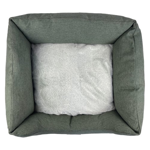 Linen-Look Pet Bed with Reversible Cushion