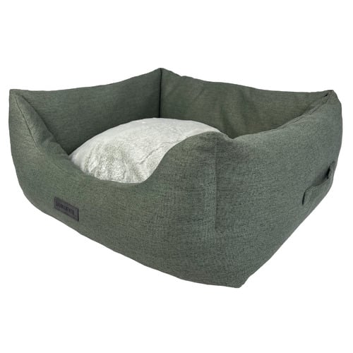 Linen-Look Pet Bed with Reversible Cushion