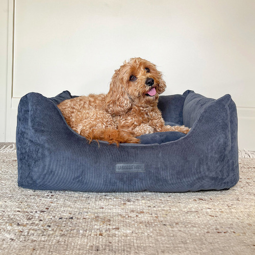 Corduroy Pet Bed with Reversible Cushion