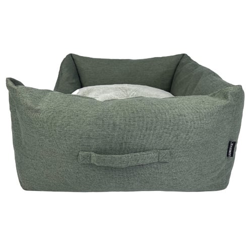 Linen-Look Pet Bed with Reversible Cushion