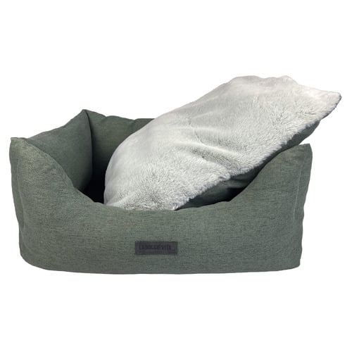 Linen-Look Pet Bed with Reversible Cushion