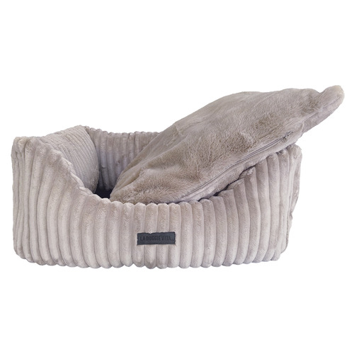 Velour Cord Pet Bed with Removable Cushion