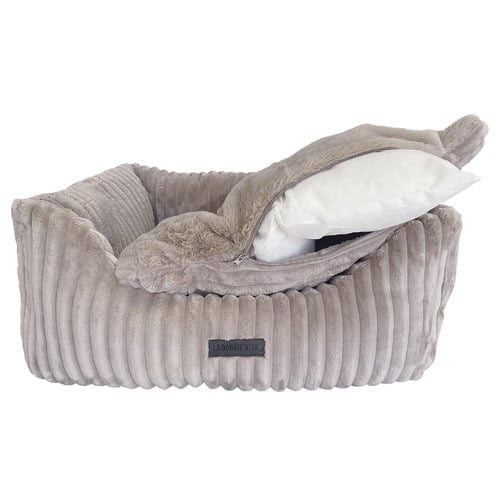 Velour Cord Pet Bed with Removable Cushion
