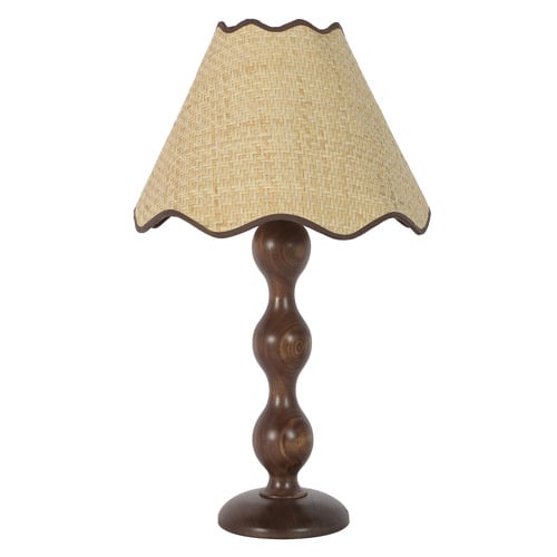 61cm Evie Walnut Wood & Raffia Table Lamp