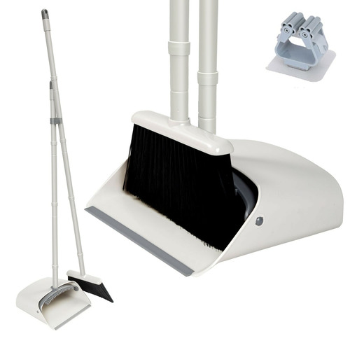 2 Piece Ivory & Black Broom & Dustpan Set