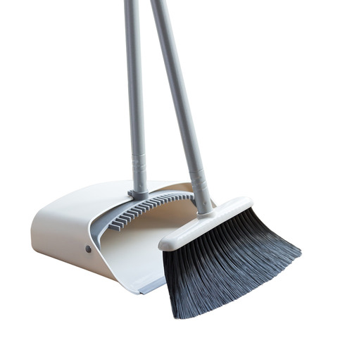 2 Piece Ivory & Black Broom & Dustpan Set