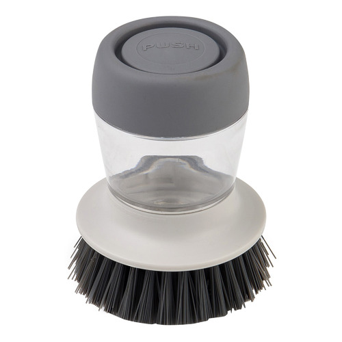 Grey Round Dispensing Dish Brush
