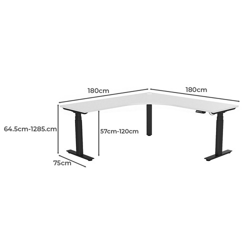 Everett 3 Column 90 Degree Electric Desk with Right Return