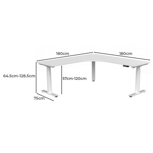 Everett 3 Column 90 Degree Electric Desk with Right Return