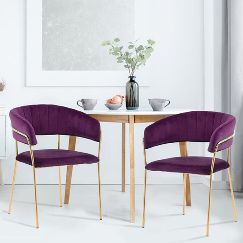 Brage Velvet Dining Chairs With Gold, Purple And Grey Dining Room Chairs Velvet