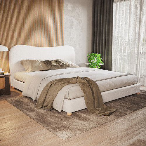 Calile House Cream Ginnie Boucle Bed Frame Temple & ster