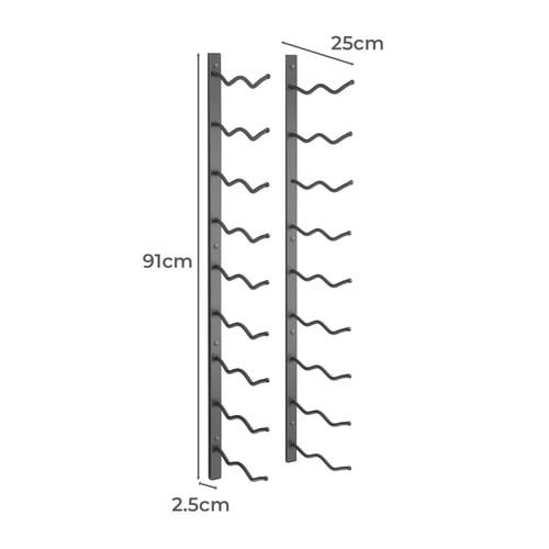 Yves 18 Bottle Wall Mounted Iron Wine Rack