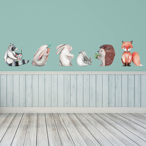 TDAtHome 6 Piece Forest Friends Wall Sticker Set A Temple & ster