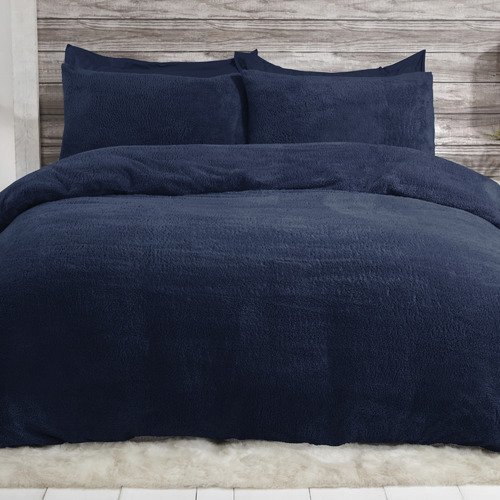 navy teddy fleece bedding