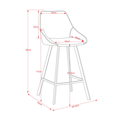 99cm Nemo Velvet Barstools