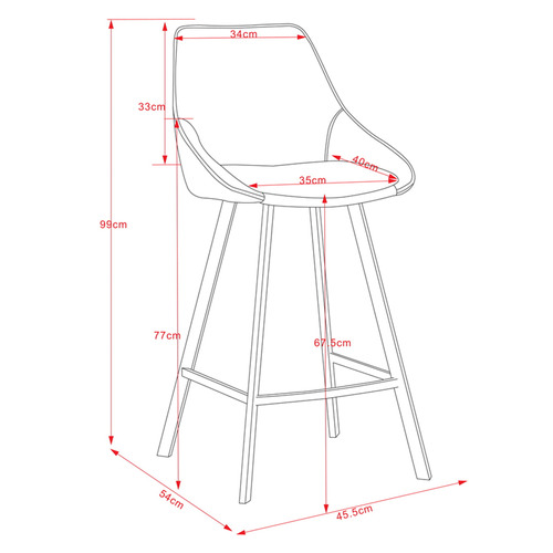 99cm Nemo Velvet Barstools