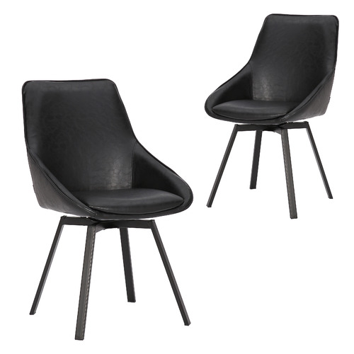 Nemo Swivel Faux Leather Dining Chairs