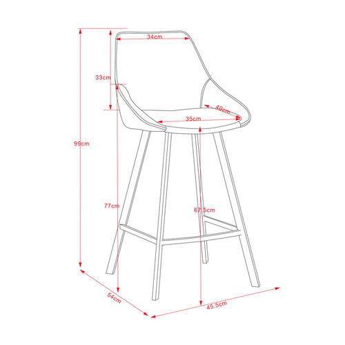 67cm Nemo Upholstered High Back Barstools