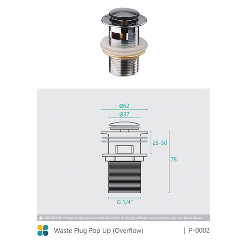 FontaineIndustries Brass Pop-Up Waste Plug with Overflow | Temple & Webster