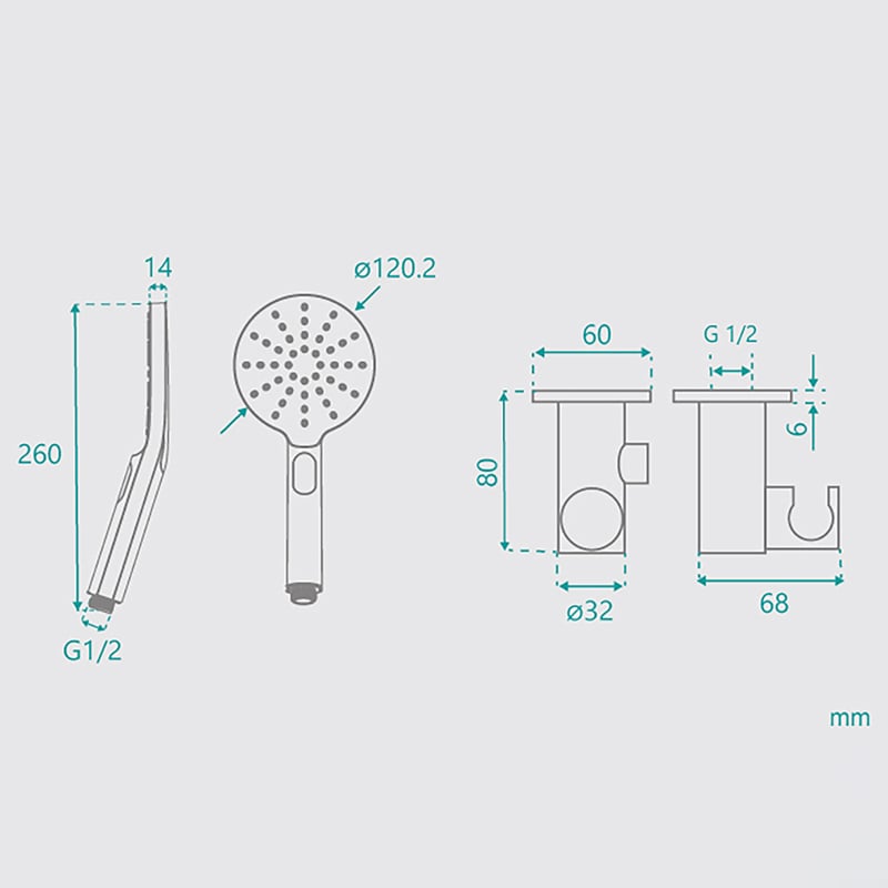 Rosa Hand-Held Shower with Bracket
