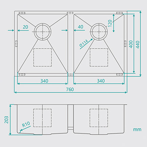 Toronto 27L Stainless Steel Double Sink