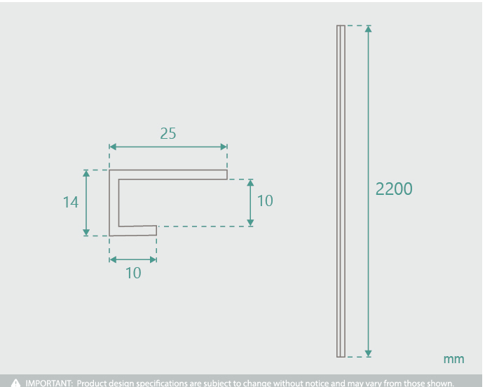 2200mm Shower Wall Panel Edge Trim