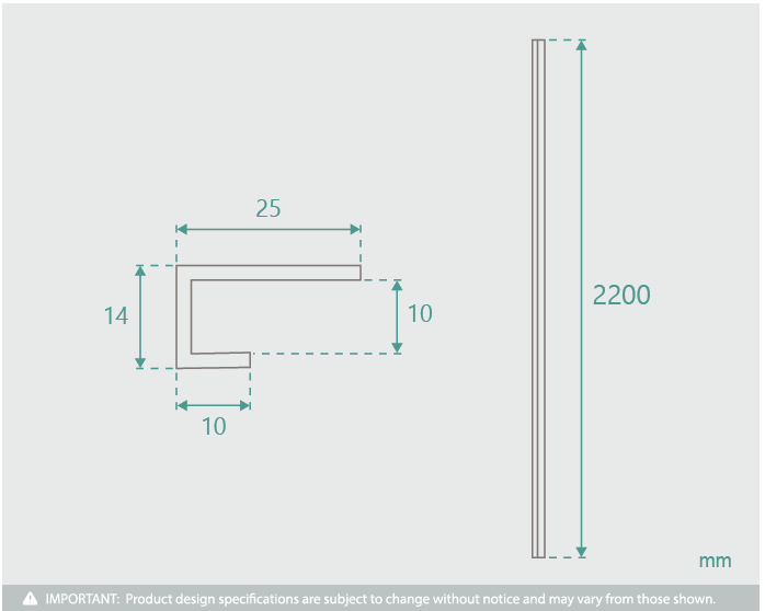 2200mm Shower Wall Panel Edge Trim