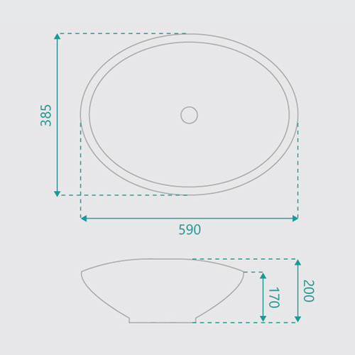Alpha 590mm Ceramic Above Counter Basin Temple & ster