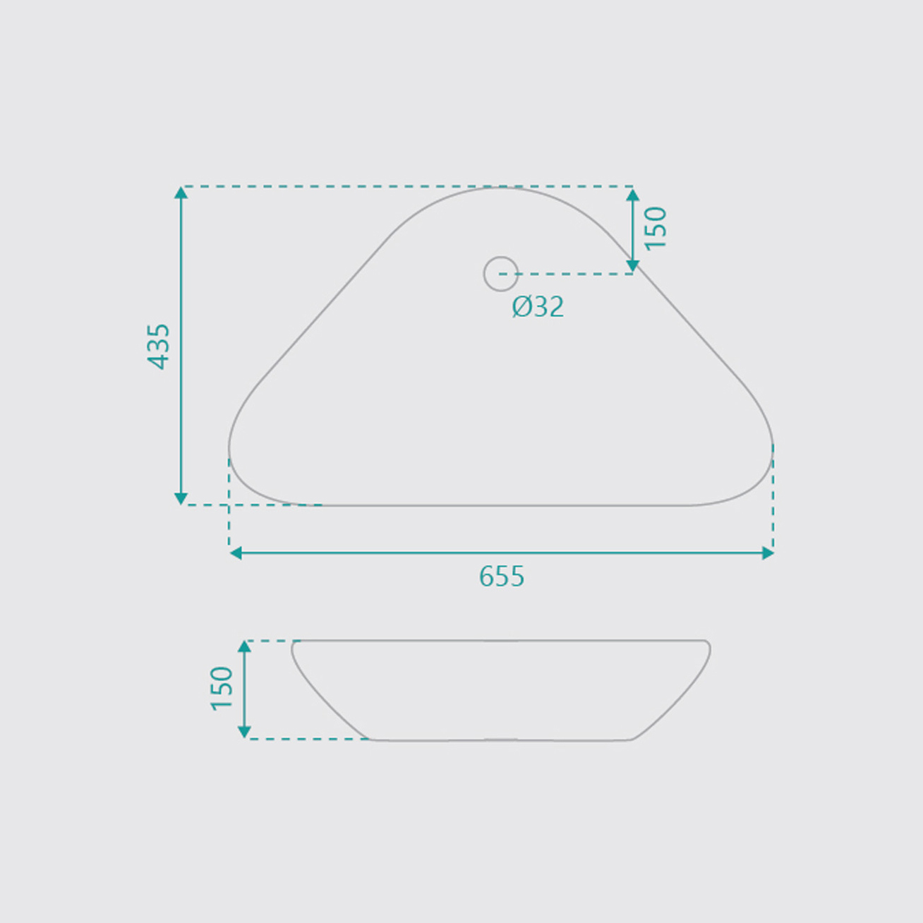 Stonehenge 655mm Ceramic Above Counter Basin