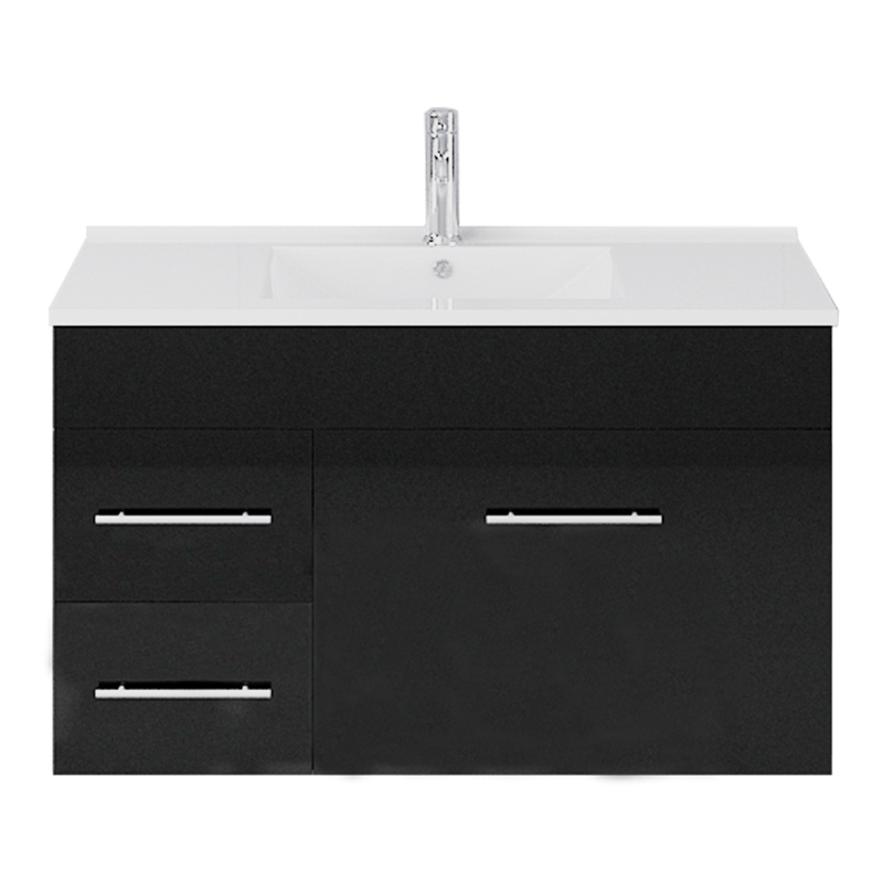 Mobella 900mm Gloss Black Wall Hung Single Vanity