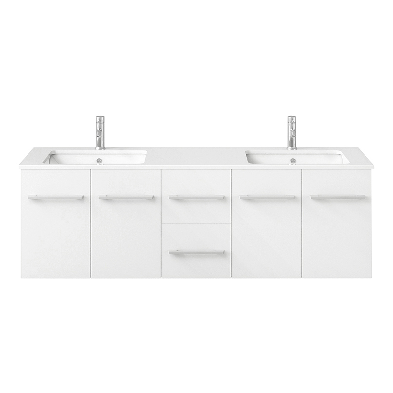 Hudson 1500mm Gloss White Wall Hung Double Vanity