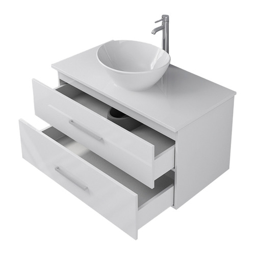 Omega 900mm Gloss White Wall Hung Single Vanity