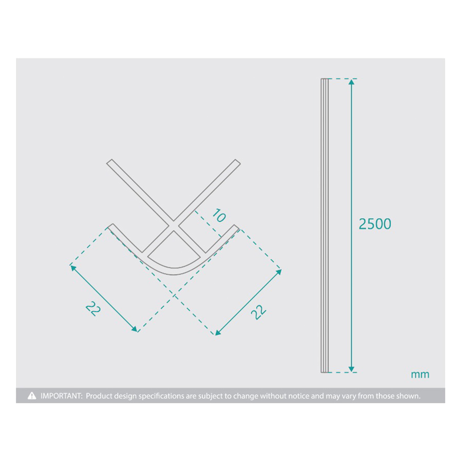 2500mm White Shower Wall Panel External Trim