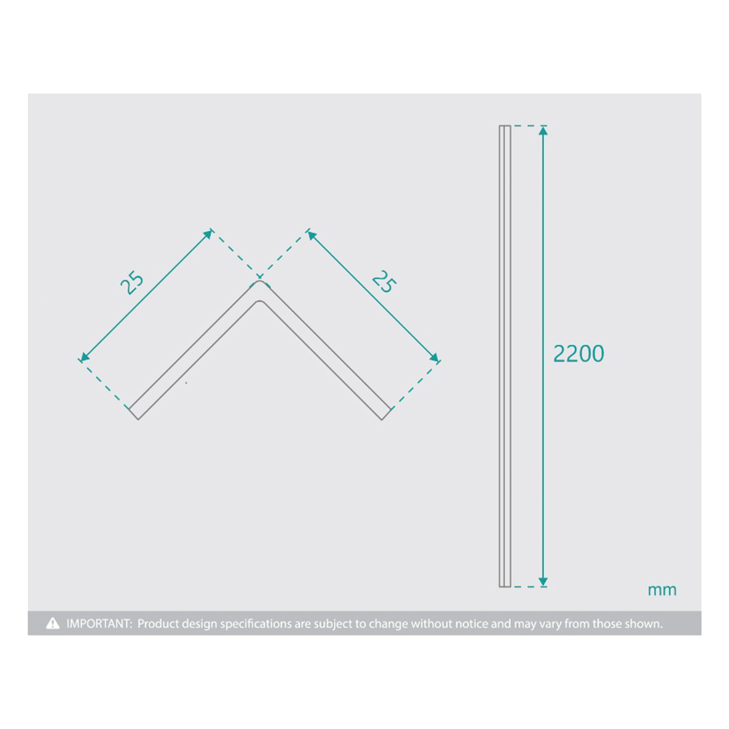 2200mm Shower Wall Panel L Trim