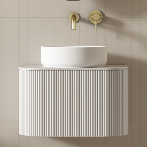 Joslin 600mm Matte White Wall Hung Single Vanity with Stone Countertop