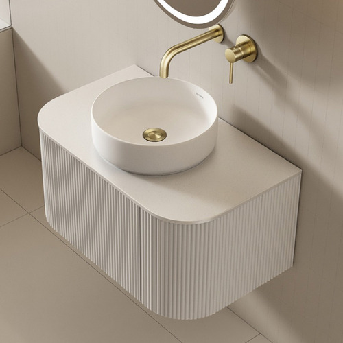 Joslin 750mm Matte White Wall Hung Single Vanity with Stone Countertop