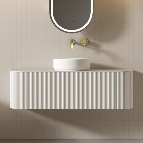 Joslin 1200mm Matte White Wall Hung Single Vanity with Stone Countertop