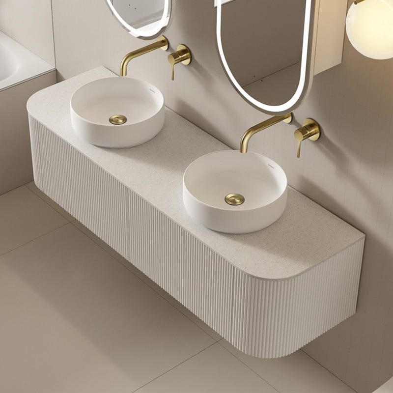 Joslin 1500mm Matte White Wall Hung Double Vanity with Stone Countertop