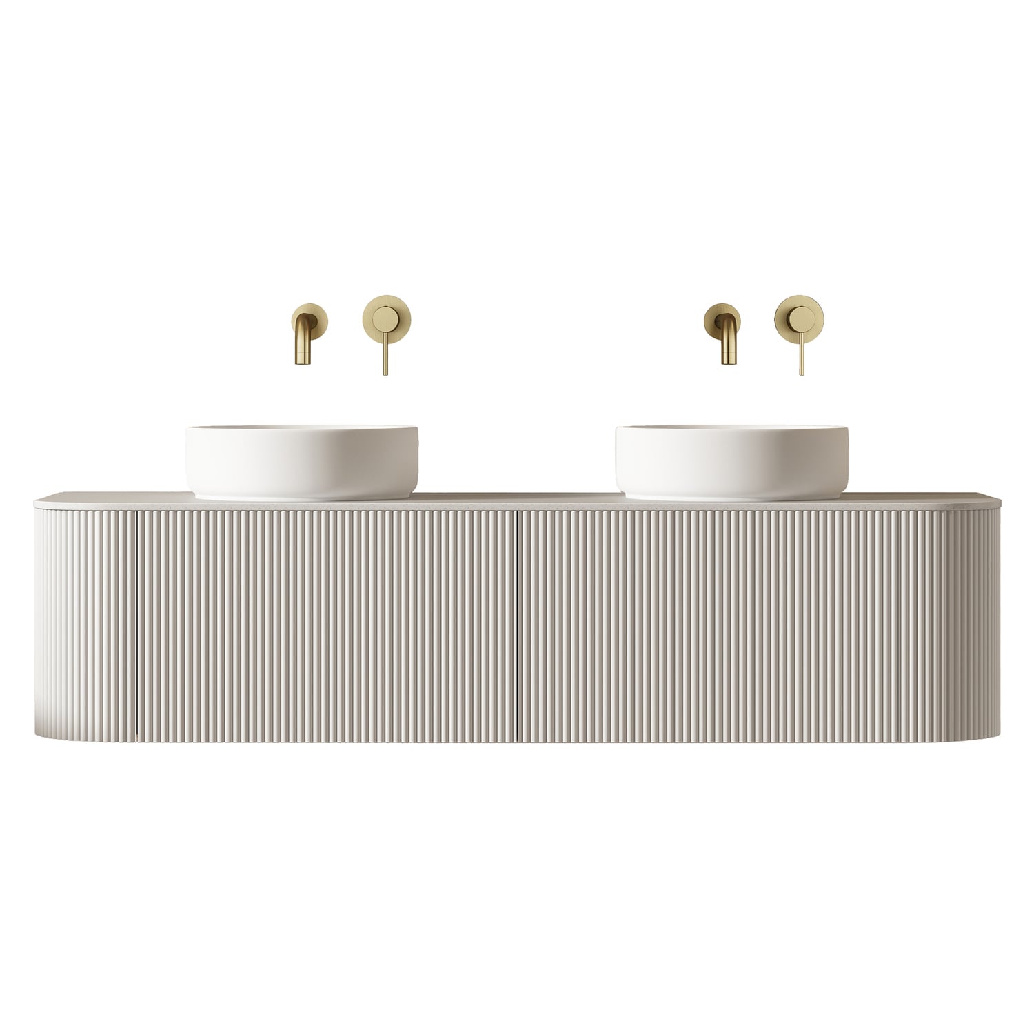 Joslin 1500mm Matte White Wall Hung Double Vanity with Stone Countertop