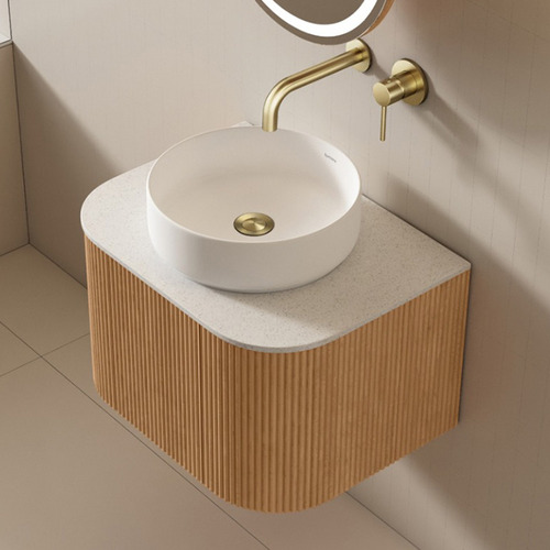 Joslin 600mm Ash Wood Wall Hung Single Vanity with Stone Countertop