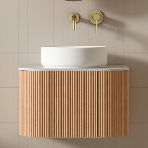 Joslin 600mm Ash Wood Wall Hung Single Vanity with Stone Countertop